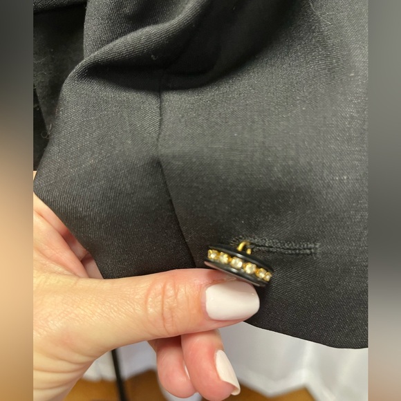 Escada vintage black double-breasted blazer vibrant fuchsia satin peak lapels - Picture 6 of 8